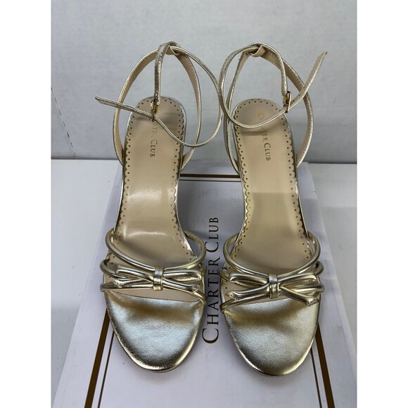 Charter Club Women's Mirabell Champagne Ankle-Strap Dress Sandals Stilettos 8.5M - Picture 5 of 7